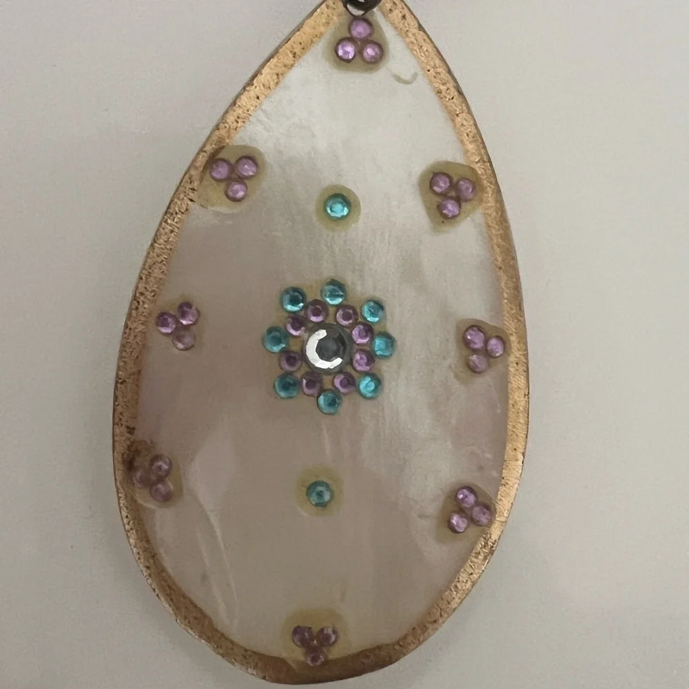 Gold,blue and pink Pendant Necklace
